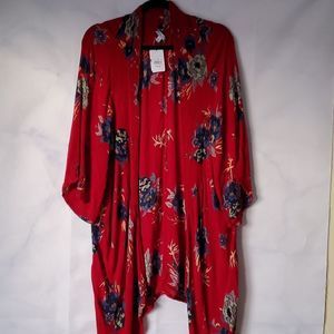 NWT - Patrons of Peace Red Floral Kimono